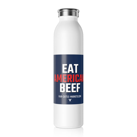 Slim Water Bottle - Eat American Beef Design